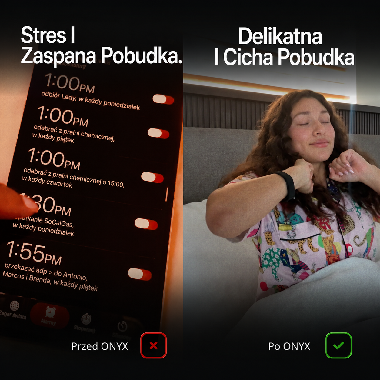 ONYX™ Budzik, który obudzi Cię Wibracją - nie budząc nikogo obok