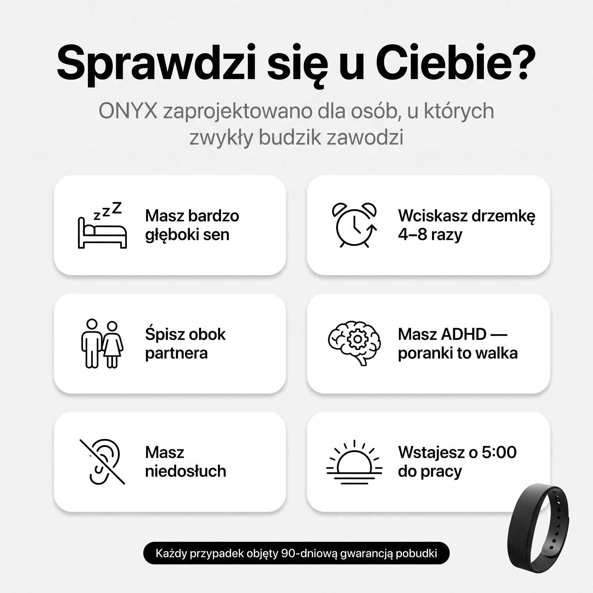 ONYX™ Budzik, który obudzi Cię Wibracją - nie budząc nikogo obok